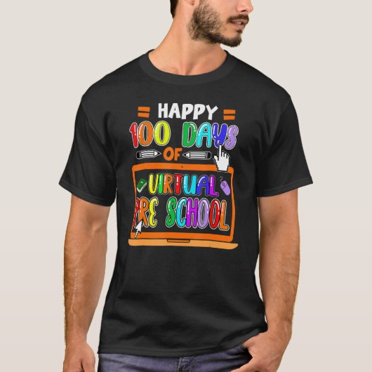 Happy 100日Virtual Pre School Elementary Te Tシャツ (正面)