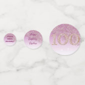 Happy 100 Birthday Chic Falling Rose Gold Glitter コンフェッティ (裏面)