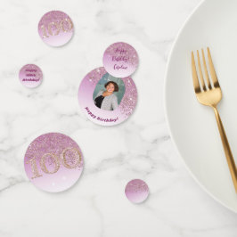 Happy 100 Birthday Chic Falling Rose Gold Glitter コンフェッティ