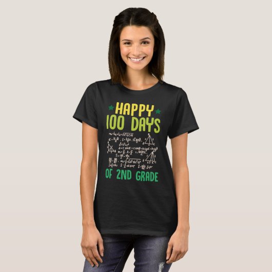Happy 100 Days Of 2nd Grade Math Teacher Equations Tシャツ (正面フル)