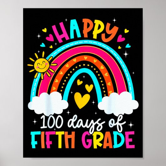 Happy 100 Days Of 5th Grade Kids Teacher 100th Day ポスター (正面)