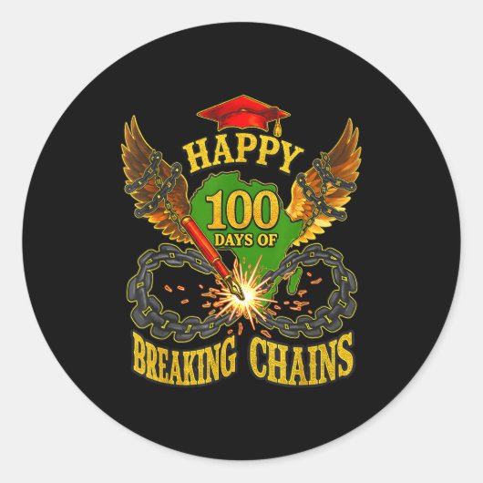 Happy 100 Days Of Breaking Chains Mlk Legacy Schoo ラウンドシール (正面)