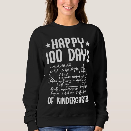 Happy 100 Days Of Kindergarten Math Teacher Equati スウェットシャツ (正面)