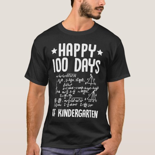 Happy 100 Days Of Kindergarten Math Teacher Equati Tシャツ (正面)