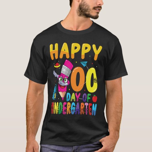 Happy 100 Days Of Kindergarten Students 100th Days Tシャツ (正面)
