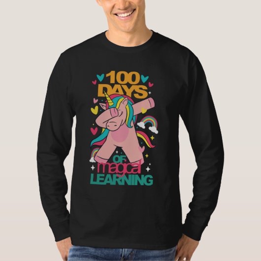 happy 100 days of magical learning unicorn teache tシャツ (正面)