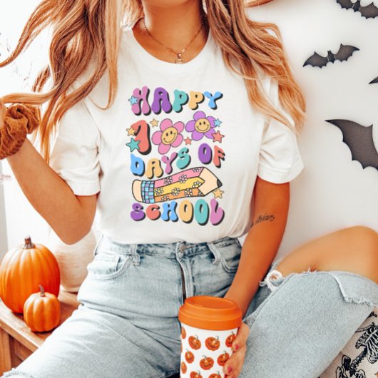 Happy 100 Days of School レトロ教師 Tシャツ