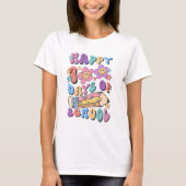 Happy 100 Days of School レトロ教師 Tシャツ (正面)