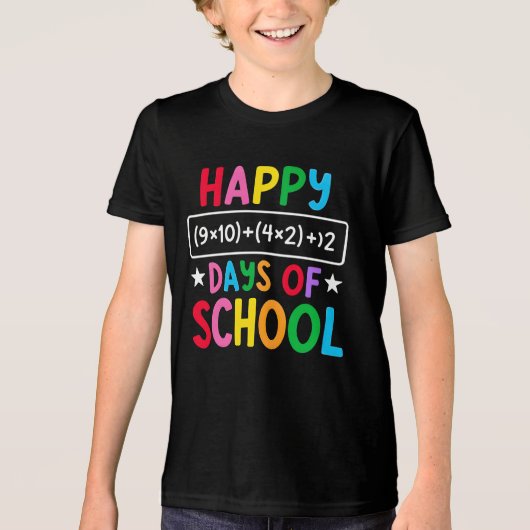 Happy 100 Days of School – 算数 Fun デザインTシャツ トライブレンドTシャツ (正面)