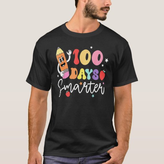 Happy 100 Days Of School 100 Days Smarter Brighter Tシャツ (正面)