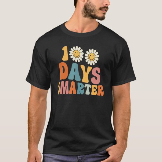 Happy 100 Days Of School 100 Days Smarter Groovy R Tシャツ (正面)
