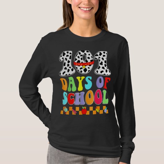 Happy 100 Days of School 100th Day Dalmatian Dog T Tシャツ (正面)