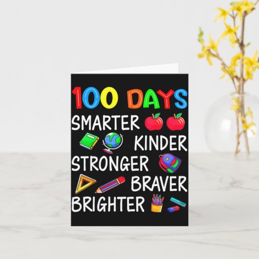 Happy 100 Days Of School 100th Day Of School Kids  カード (黄色い花)