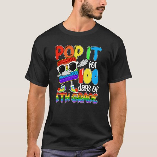 Happy 100 Days Of School 5th Grade 100th Pop it Bo Tシャツ (正面)