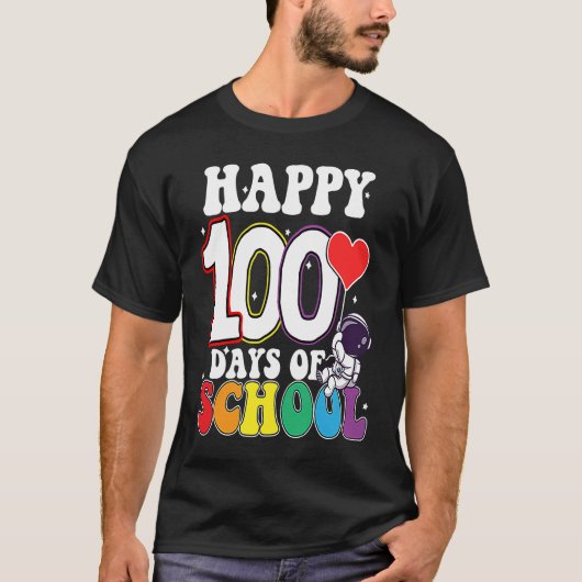 Happy 100 Days Of School Astronaut Tシャツ (正面)
