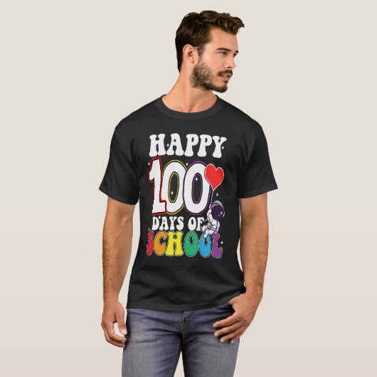 Happy 100 Days Of School Astronaut Tシャツ (正面フル)