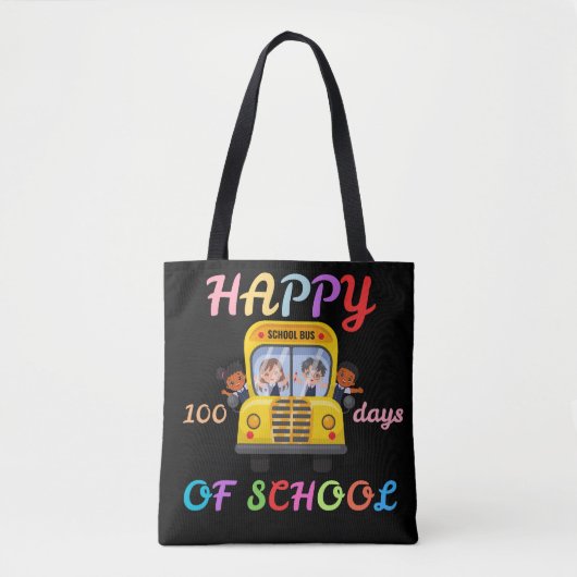 HAPPY 100 DAYS OF SCHOOL, BACK TO SCHOOL トートバッグ (正面)