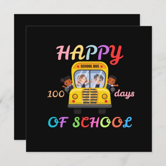 HAPPY 100 DAYS OF SCHOOL, BACK TO SCHOOL 招待状 (正面/裏面)