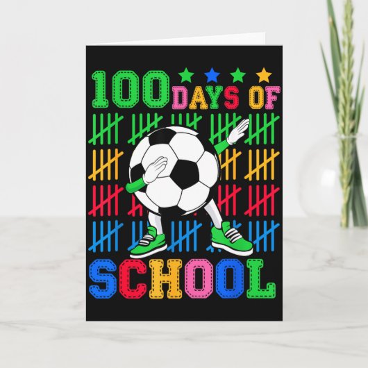Happy 100 Days Of School Dabbing Soccer Ball Kids  カード (正面)