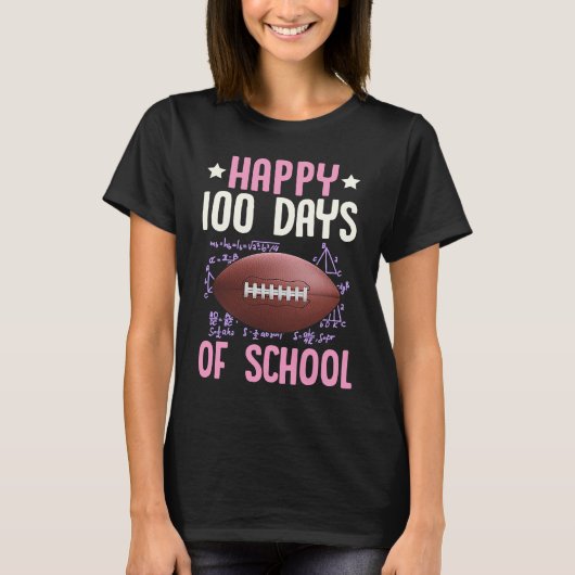 Happy 100 Days Of School Football Coach Math Teach Tシャツ (正面)