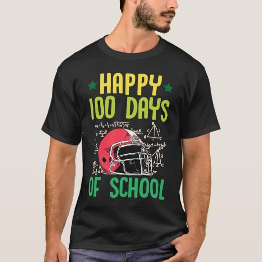 Happy 100 Days Of School Football Helmet Math Teac Tシャツ (正面)