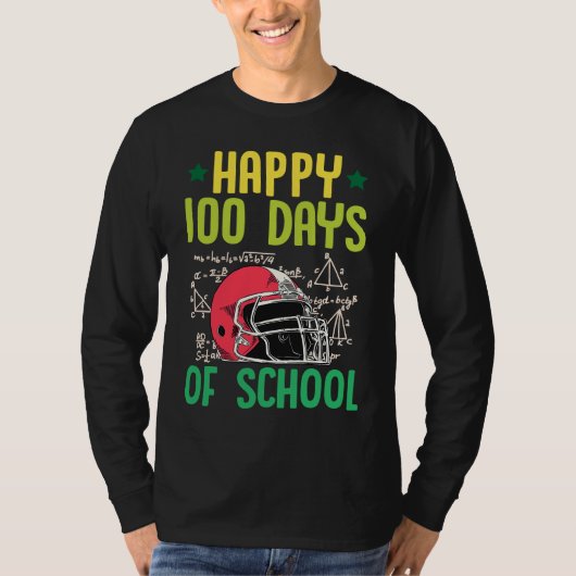 Happy 100 Days Of School Football Helmet Math Teac Tシャツ (正面)