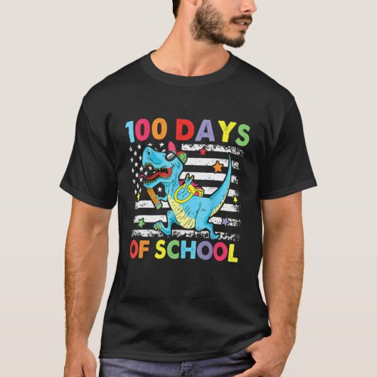 Happy 100 Days Of School Funny Dinosaur Teachers 1 Tシャツ (正面)