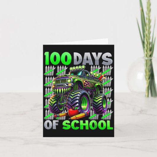 Happy 100 Days Of School Funny Monster Truck Stude カード (正面)