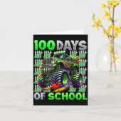 Happy 100 Days Of School Funny Monster Truck Stude カード (黄色い花)