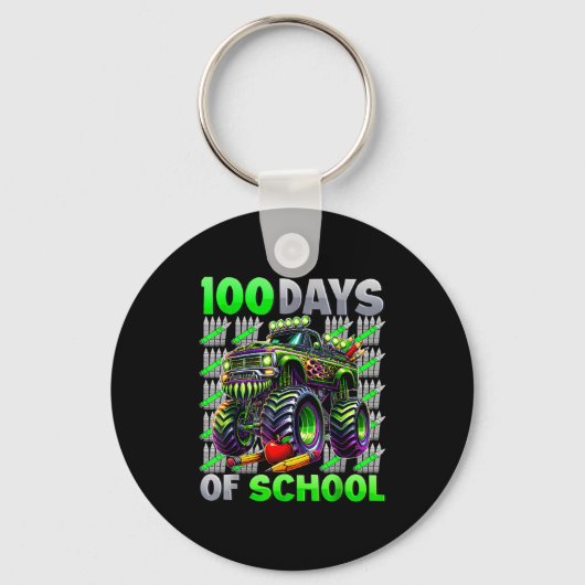 Happy 100 Days Of School Funny Monster Truck Stude キーホルダー (正面)