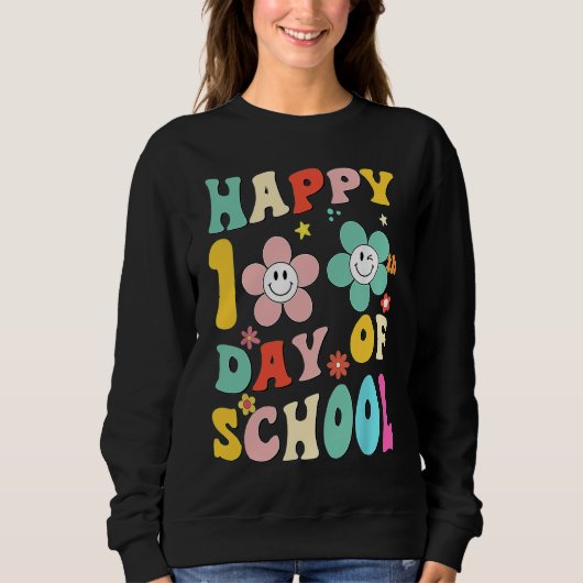 happy 100 Days Of school groovy 100th day school T スウェットシャツ (正面)