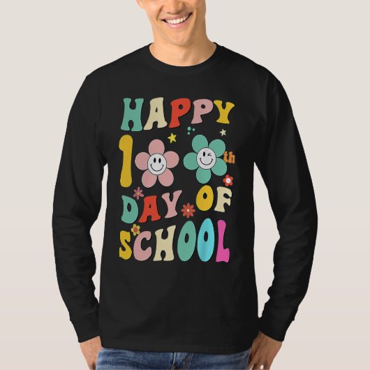 happy 100 Days Of school groovy 100th day school T Tシャツ (正面)