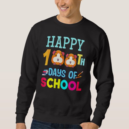 Happy 100 Days Of School Guinea Pig Shirt Boys Gir スウェットシャツ (正面)