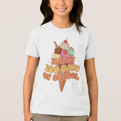 Happy 100 Days of School Ice Cream Groovy Retro トライブレンドTシャツ (正面)