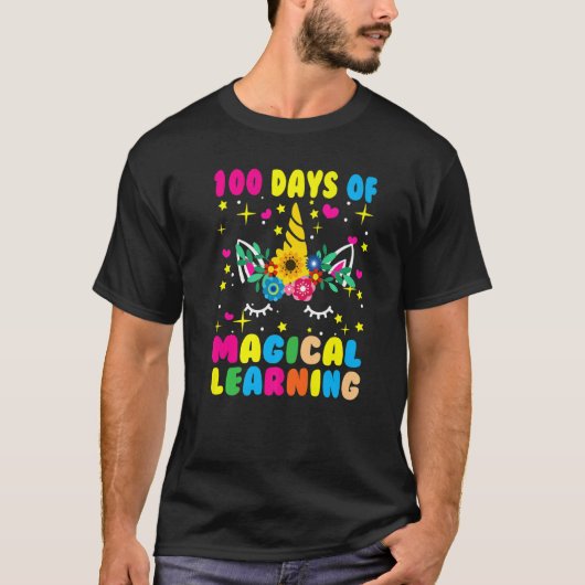 Happy 100 Days Of School Magical Learning Unicorn  Tシャツ (正面)