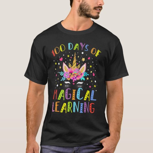 Happy 100 Days Of School Magical Learning Unicorn  Tシャツ (正面)