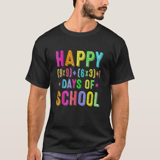 Happy 100 Days Of School Math Formula 100th Day Te Tシャツ (正面)