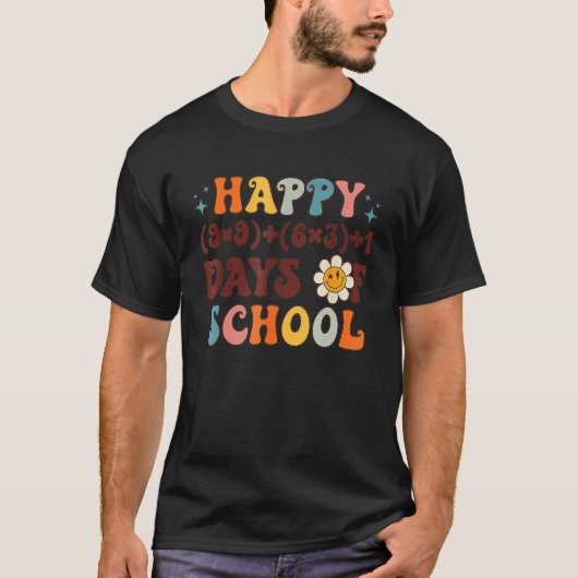 Happy 100 Days Of School Math Formula Groovy Retro Tシャツ (正面)