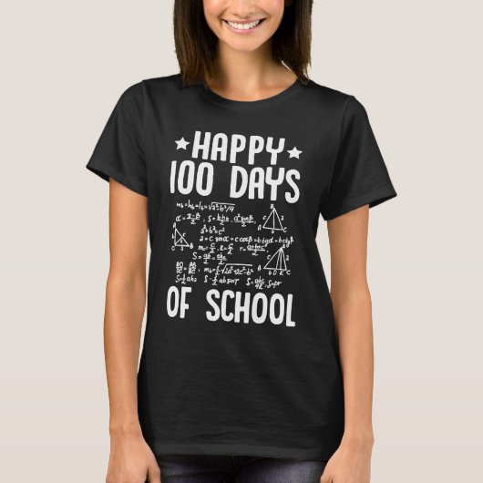 Happy 100 Days Of School Math Teacher Equations 10 Tシャツ (正面)