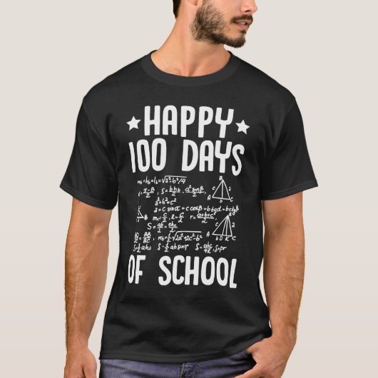 Happy 100 Days Of School Math Teacher Equations 10 Tシャツ (正面)