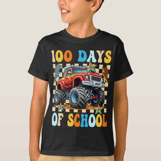 Happy 100 Days Of School Monster Truck  Tシャツ (正面)