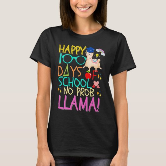 Happy 100 Days of School No Prob Llama Kids & Teac Tシャツ (正面)