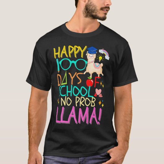 Happy 100 Days of School No Prob Llama Kids & Teac Tシャツ (正面)