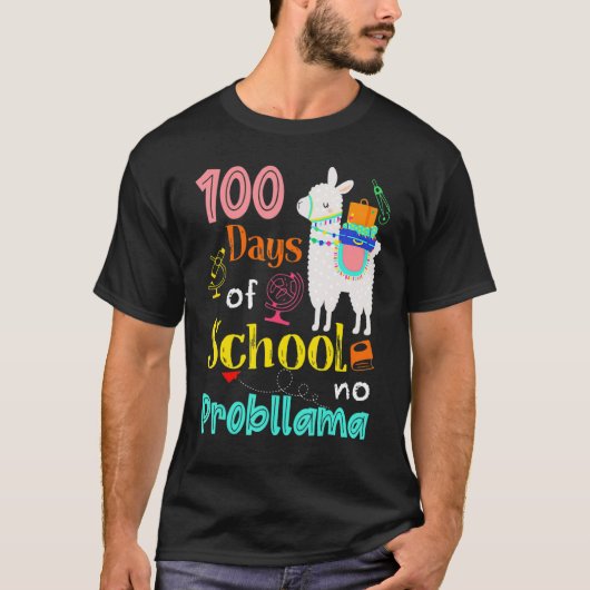 Happy 100 Days Of School No Problama School Llama  Tシャツ (正面)
