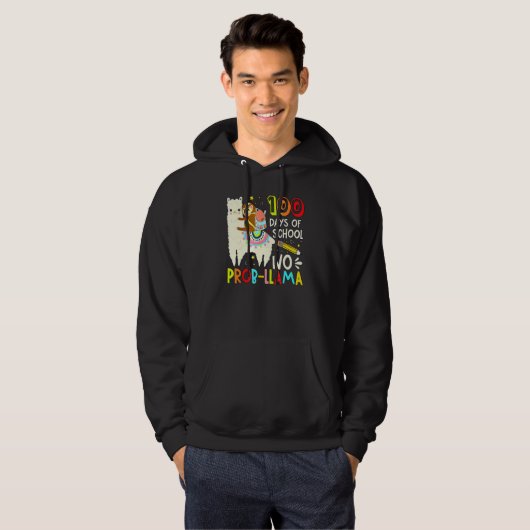 Happy 100 Days Of School No Probllama Llama 100th  パーカ (正面フル)