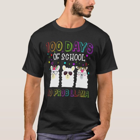 Happy 100 Days Of School No Probllama Llama 100th Tシャツ (正面)