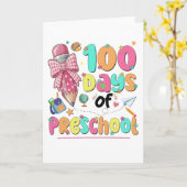 Happy 100 Days of School Pink Bow カード (黄色い花)