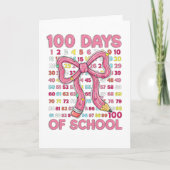 Happy 100 Days of School Pink Bow カード (正面)
