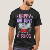 Happy 100 Days Of School Reading Elephant Math Tea Tシャツ (正面)