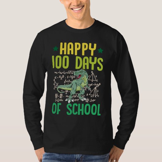 Happy 100 Days Of School Rex Dinosaur Math Teacher Tシャツ (正面)